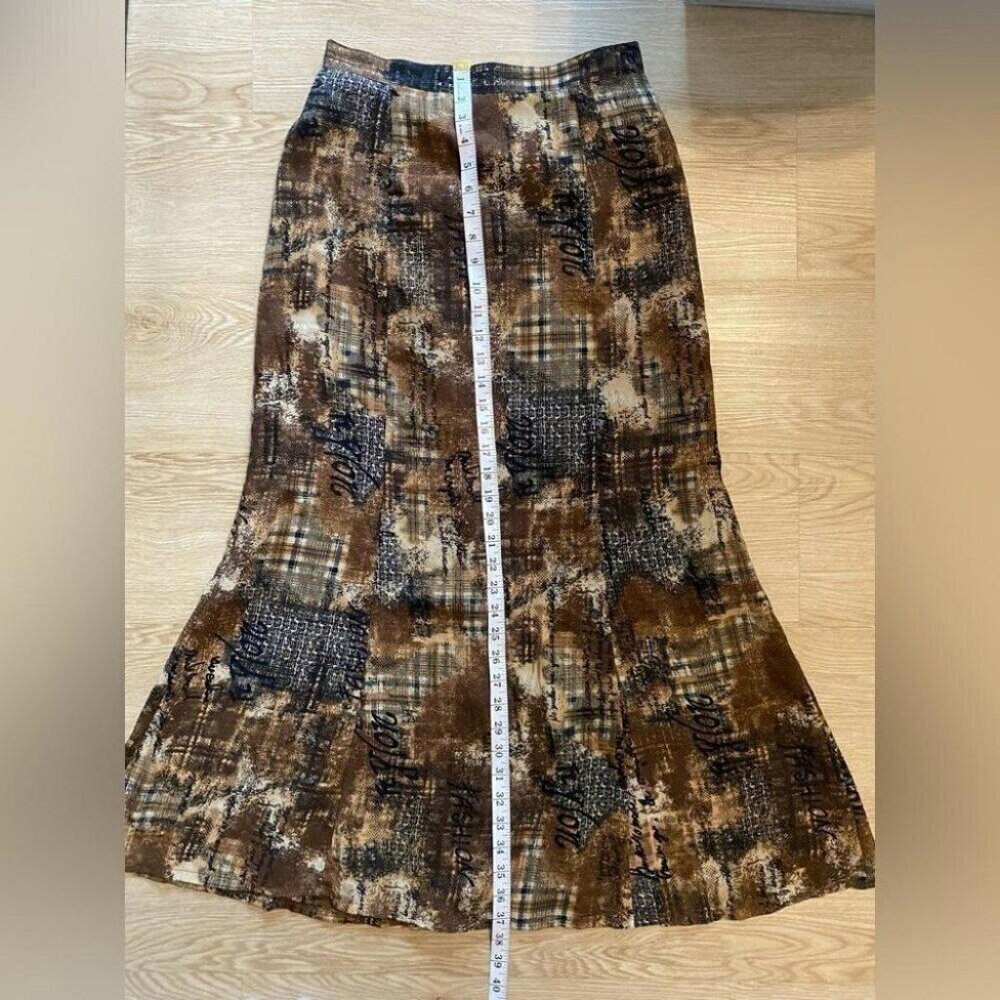 Whimsigoth Midi Skirt 90s Abstract Script Print Moody Eclectic - Picture 9 of 13